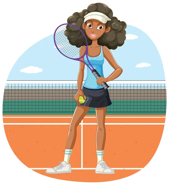 Tennisspielerin Mit Schläger — Stockvektor