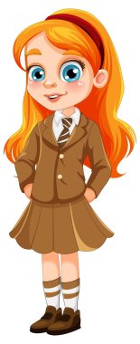 Okul üniformalı güzel bir kız öğrenci.