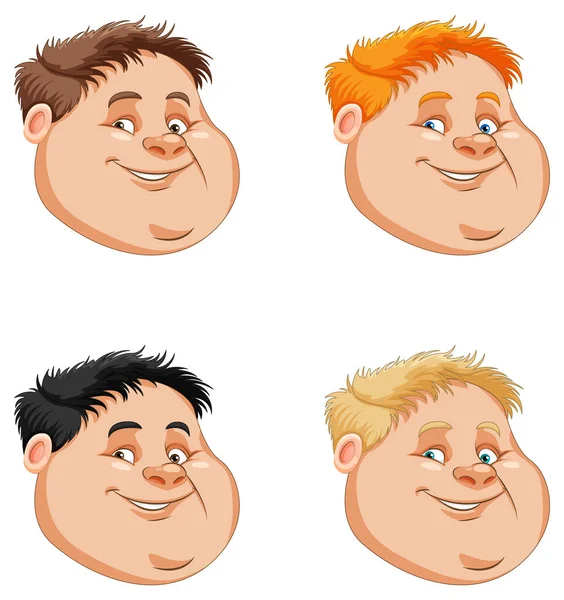 太った男の子の漫画のイラストの顔 — ストックベクタ