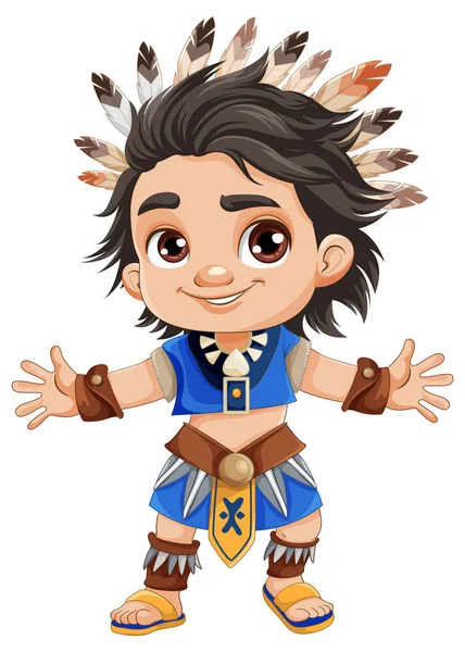 Male Native American Cartoon Character Illustration — Stock Vector