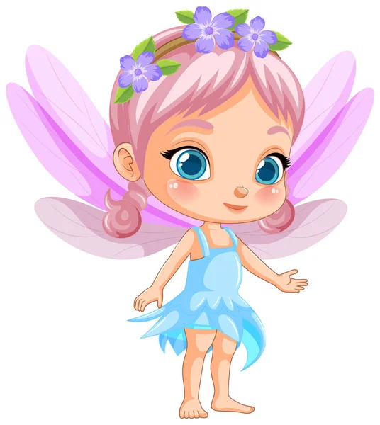 Cute Fantasy Fairy Cartoon Character Illustration — Stock Vector