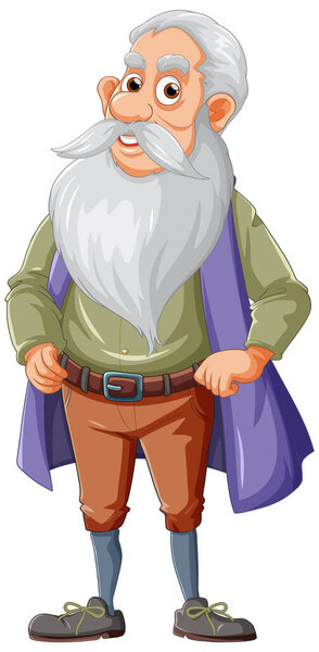 Old man cartoon character with long beard illustration