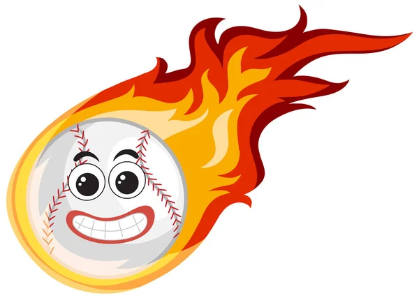 Ateş Illüstrasyonlu Beyzbol Çizgi Karakteri — Stok Vektör