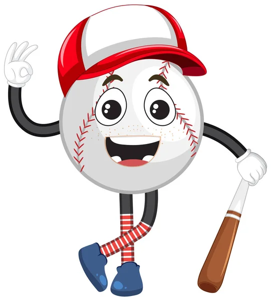 Personagem Desenhos Animados Beisebol Com Olhos Boca Ilustração — Vetor de Stock