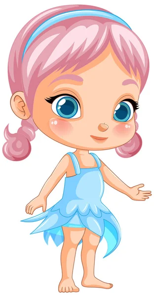 Cute Girl Cartoon Character Wearing Fantasy Dress Illustration — Stock Vector