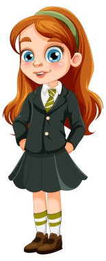 Okul üniformalı güzel bir kız öğrenci.