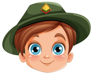 Şapka çizimi takan sevimli çocuk şapkası.