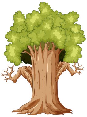 İzole edilmiş basit ağaç karikatürü çizimi