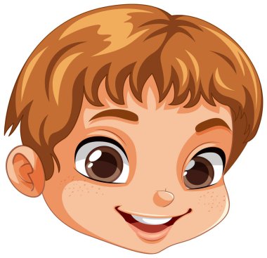 Kahverengi Saç Vektörü illüstrasyonlu Sevimli Çocuk Suratı