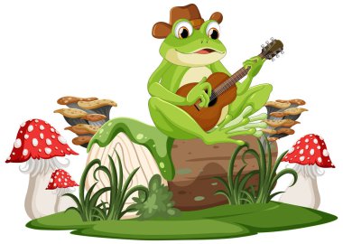 Çizgi film Yeşil Kurbağa Gitar Çizimi