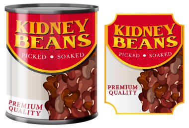 KIdney Fasulye Gıda Kutusunda İzole İllüstrasyonla