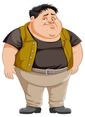 Aşırı kilolu erkek çizgi film karakteri çizimi