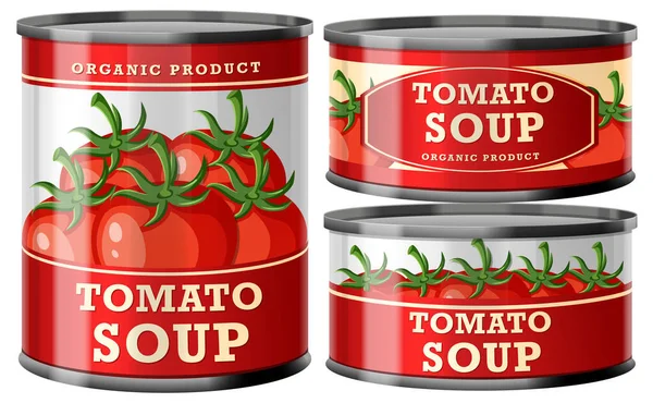 Tomatensoep Food Cans Verzameling Illustratie — Stockvector