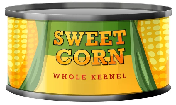 Słodka Kukurydza Żywności Może Wektor Ilustracji — Wektor stockowy
