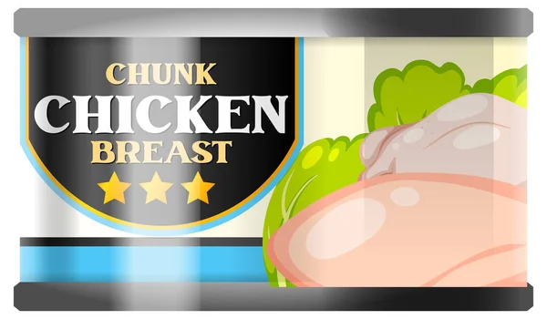 Chunk Chicken Breast Food Can Illustrazione Vettoriale — Vettoriale Stock