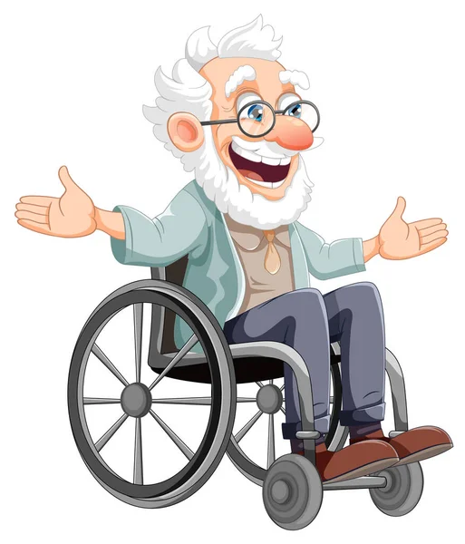 Elderly People Sitting Wheelchair Illustration — Stock Vector