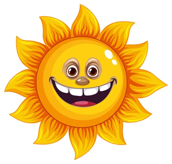 Glücklich Gesichtsausdruck Sonnenblume Zeichentrickfigur Illustration — Stockvektor