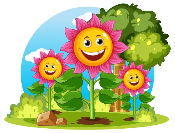 Szczęśliwy Słonecznik Uśmiechem Ilustracja Twarzy — Wektor stockowy