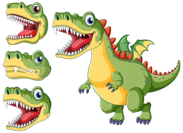 Ilustrasi Karakter Kartun Dinosaurus Ekor Peri - Stok Vektor