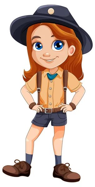 Girl Scout Uniform Cartoon Character Illustration — Stock Vector