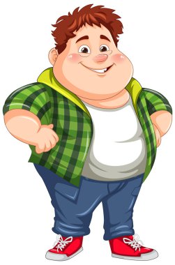 Sevimli tombul çocuk çizgi film karakteri çizimi