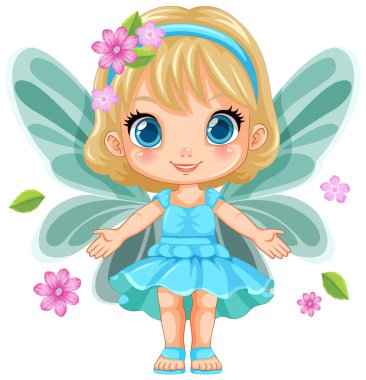 Şirin Peri Kız Çizgi Film Karakteri Vektör Çizimi