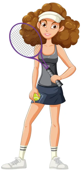 Жіночий Тенісист Ілюстрацією Про Ракетку — стоковий вектор