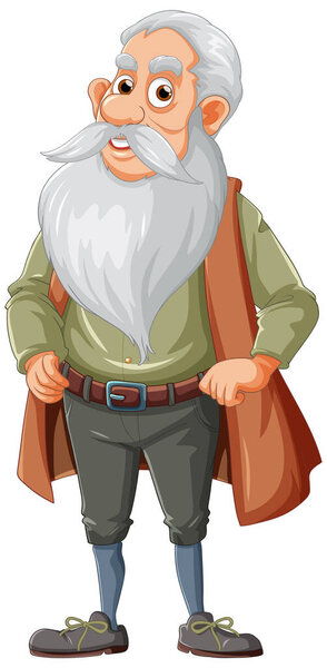 Old man cartoon character with long beard illustration