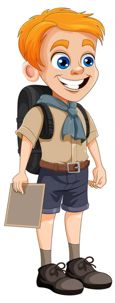 Escoteiro Menino Desenho Animado Personagem Ilustração — Vetor de Stock
