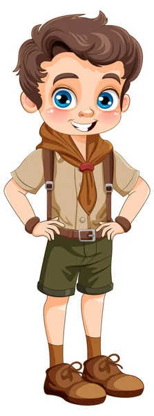 Scout Boy Ilustración Personajes Dibujos Animados — Vector de stock