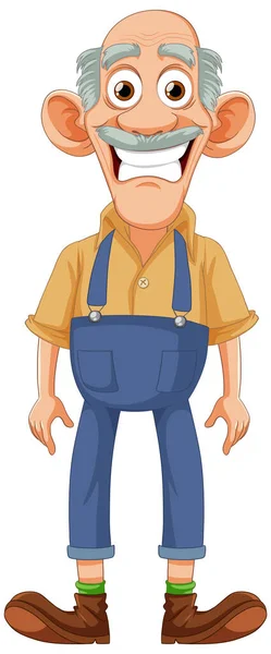 Funny Old Farmer Cartoon Character Illustration — Stock Vector