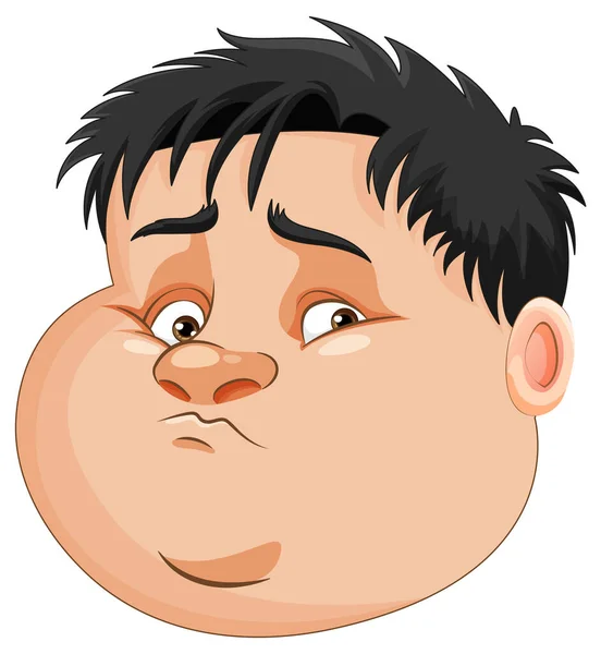 Face Fat Boy Cartoon Illustration — Stock Vector