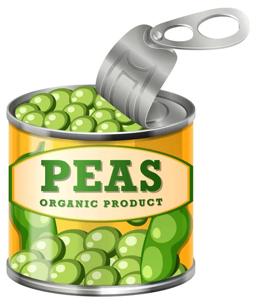 Otevřený Green Peas Food Can Ilustrace — Stockový vektor