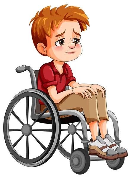 Sad Disable Man Sitting Wheelchair Illustration — Stock Vector