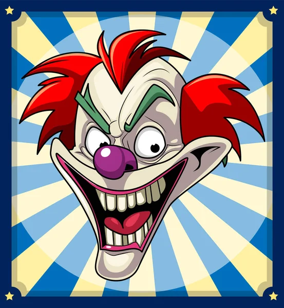 Clown Effrayant Sur Illustration Fond Comique Rétro — Image vectorielle
