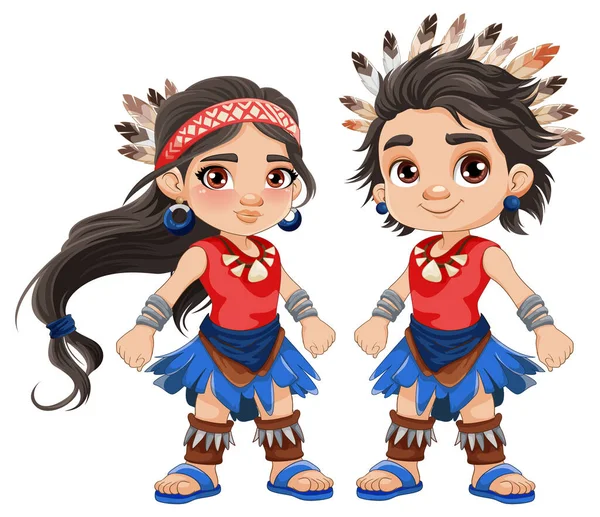 Indianisches Paar Zeichentrickfigur Illustration — Stockvektor