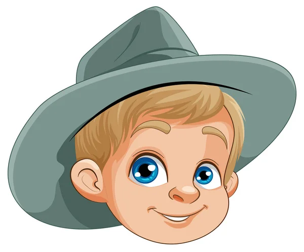 Cute Boy Head Hat Illustration — Stock Vector