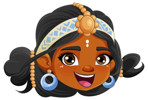 Hint Kadın Çizgi Film Karakteri Gülümseyen Çizimler — Stok Vektör