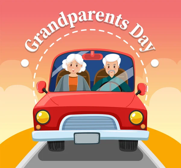 休暇のイラストで幸せな祖父母の日 — ストックベクタ