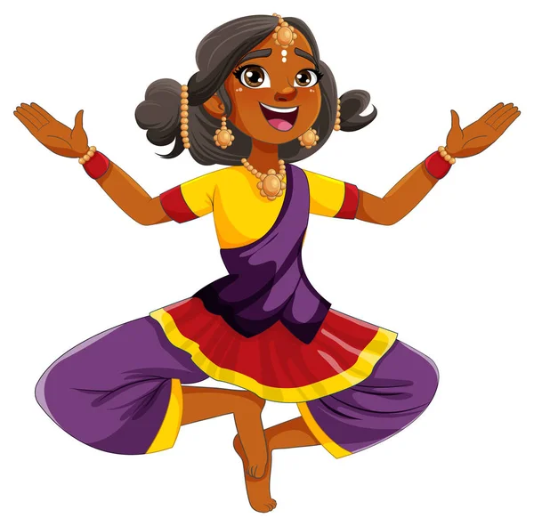 Indiase Stripfiguren Traditionele Culturele Outfit Illustratie — Stockvector