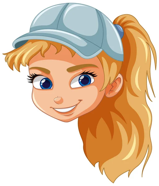 Χαριτωμένο Κορίτσι Φορώντας Καπέλο Πρόσωπο Αλογοουρά Εικονογράφηση Μαλλιών — Διανυσματικό Αρχείο