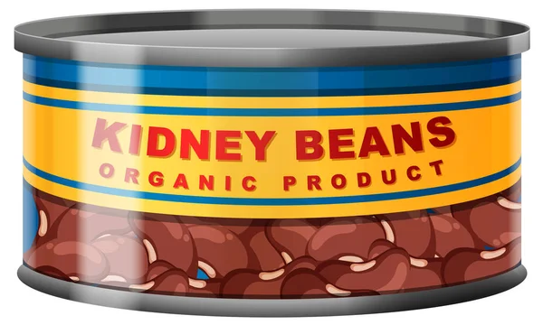 Kidney Beans Food Can Met Label Afzonderlijke Illustratie — Stockvector