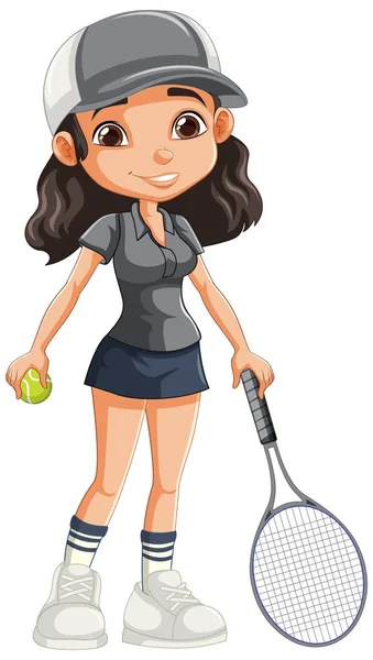 Belle Illustration Personnage Dessin Animé Joueur Tennis Féminin — Image vectorielle