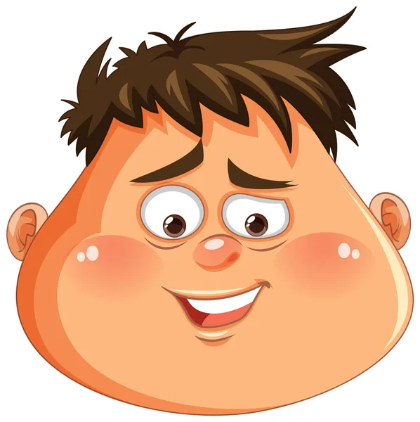 Overweight Man Head Com Ilustração Sneer Face — Vetor de Stock