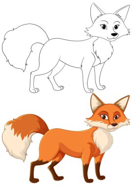 Şirin kırmızı tilki çizgi filmi izole edilmiş.