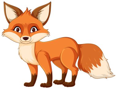 Şirin kırmızı tilki çizgi filmi izole edilmiş.