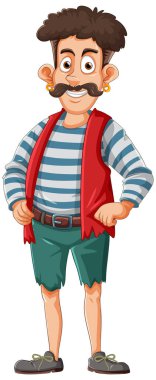 Bir denizci çizgi film karakteri çizimi