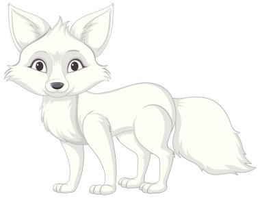 Şirin beyaz tilki çizgi filmi izole edilmiş.