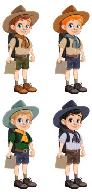 Scout Boy Çizgi Film Karakteri Çizimi