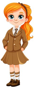 Öğrenci Üniformalı Kız Çizgi Film Çizimi